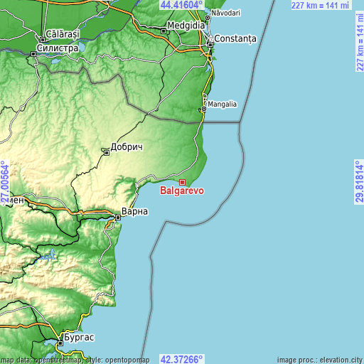 Topographic map of Balgarevo