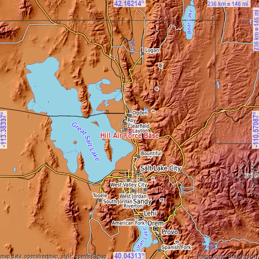 Topographic map of Hill Air Force Base