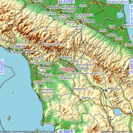 Topographic map of Poggetto