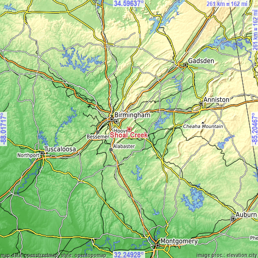 Topographic map of Shoal Creek