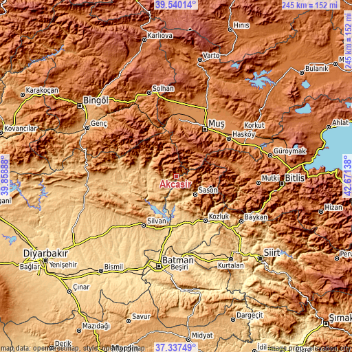 Topographic map of Akçasır