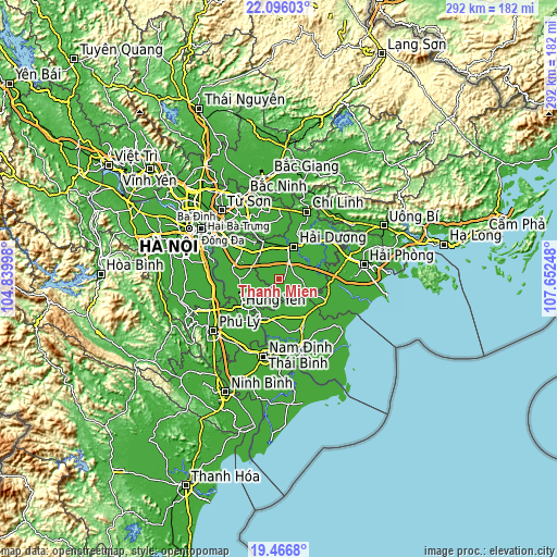 Topographic map of Thanh Miện