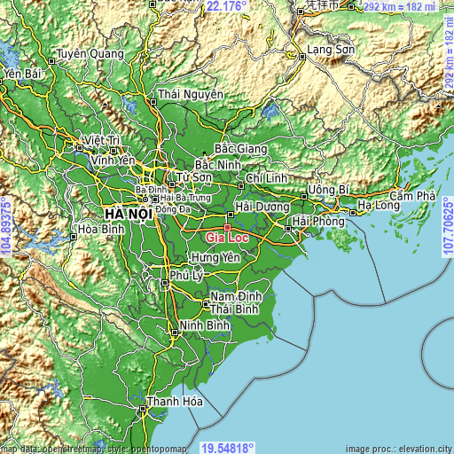 Topographic map of Gia Lộc