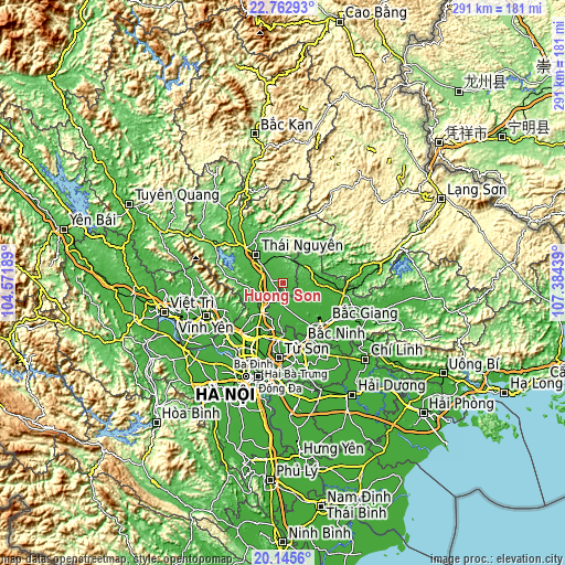 Topographic map of Hương Sơn