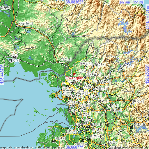 Topographic map of Gwangtan