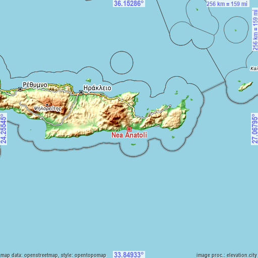 Topographic map of Néa Anatolí