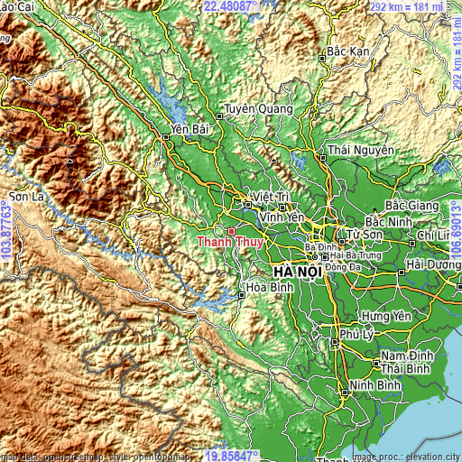 Topographic map of Thanh Thủy