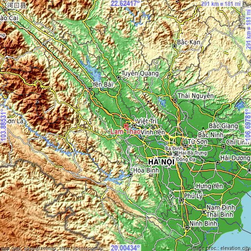 Topographic map of Lâm Thao