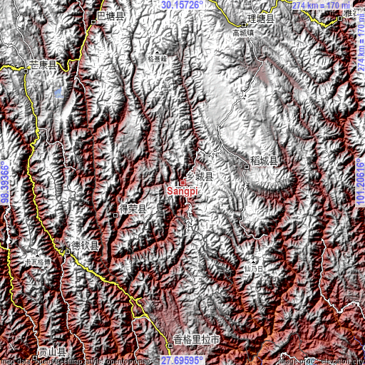Topographic map of Sangpi