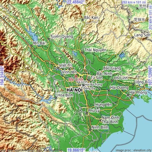 Topographic map of Mê Linh