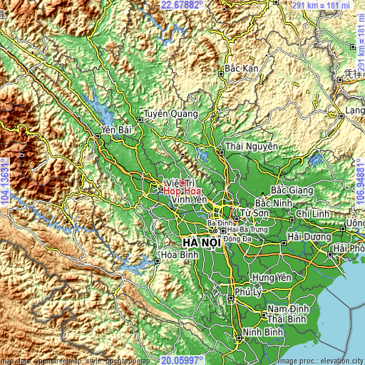 Topographic map of Hợp Hòa