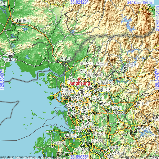 Topographic map of Jangheung
