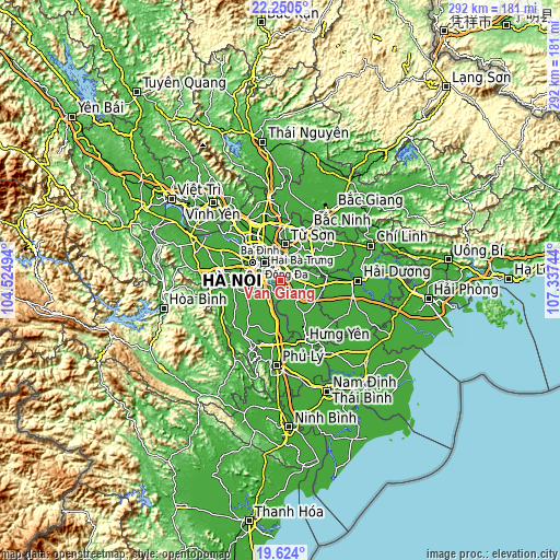 Topographic map of Văn Giang