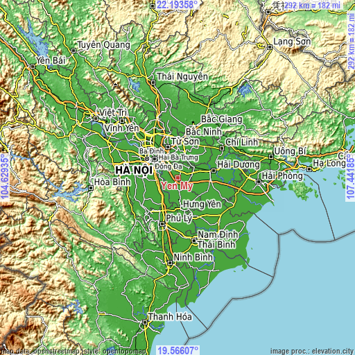 Topographic map of Yên Mỹ