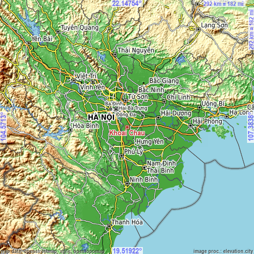 Topographic map of Khoái Châu