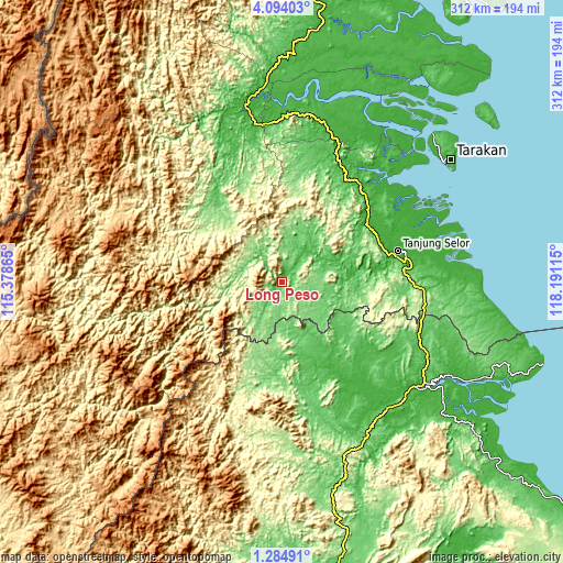 Topographic map of Long Peso