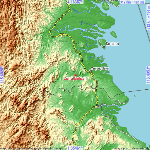 Topographic map of Long Beluah