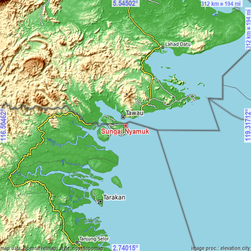 Topographic map of Sungai Nyamuk