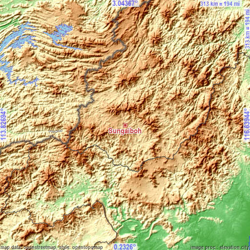 Topographic map of Sungaiboh