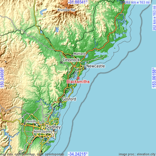 Topographic map of Blacksmiths