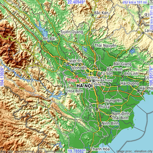 Topographic map of Phúc Thọ