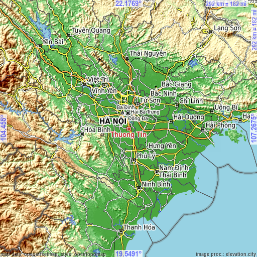 Topographic map of Thường Tín