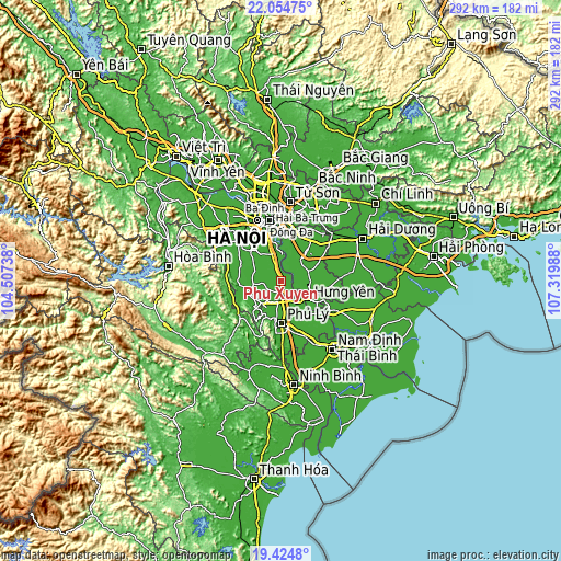 Topographic map of Phú Xuyên