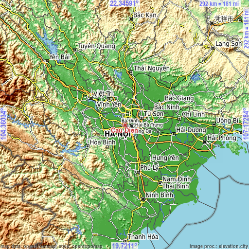 Topographic map of Cầu Diễn