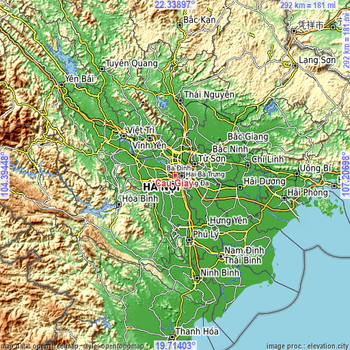 Topographic map of Cầu Giấy