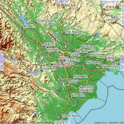 Topographic map of Thanh Xuân