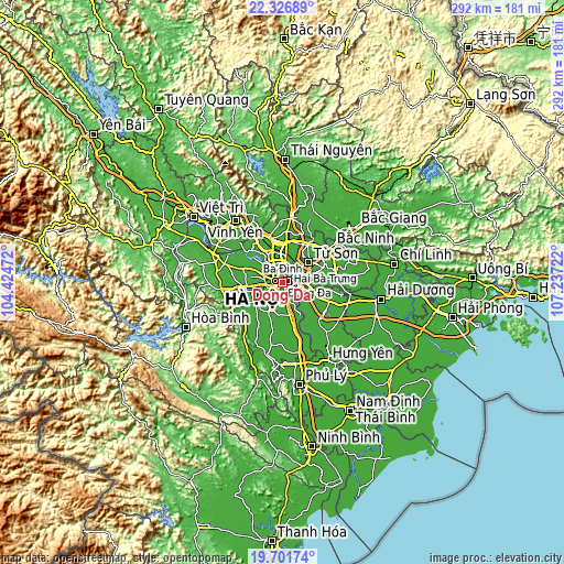 Topographic map of Đống Đa