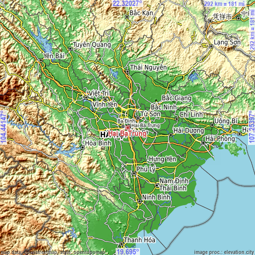 Topographic map of Hai BàTrưng