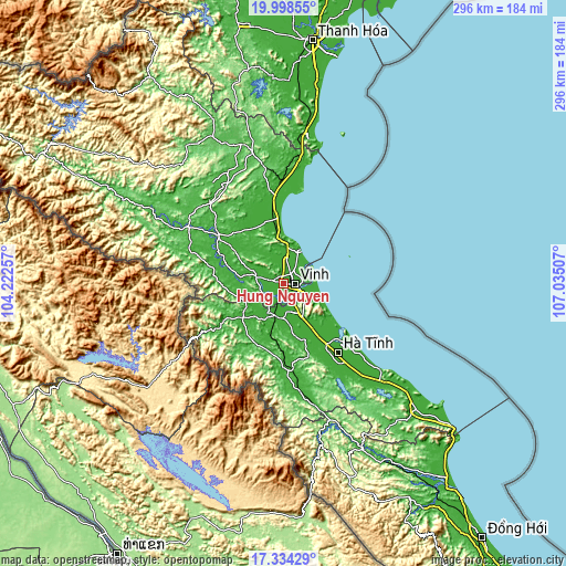 Topographic map of Hưng Nguyên