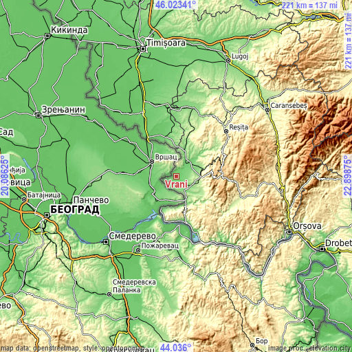 Topographic map of Vrani