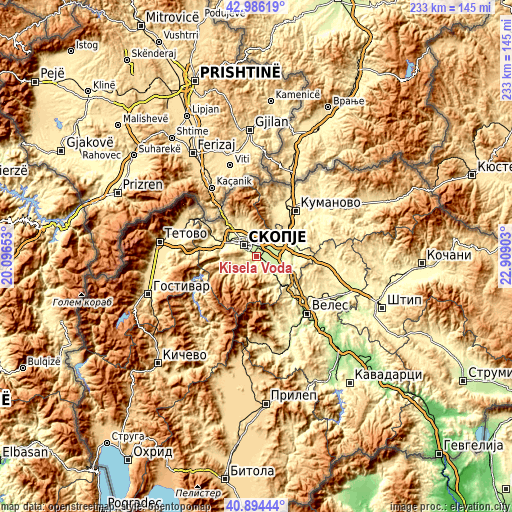 Topographic map of Kisela Voda