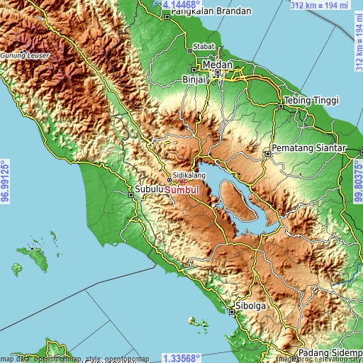 Topographic map of Sumbul