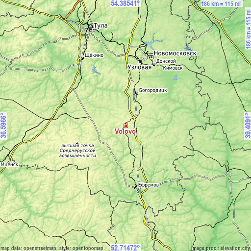 Topographic map of Volovo