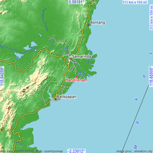 Topographic map of Handilenam