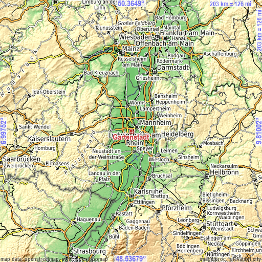 Topographic map of Gartenstadt