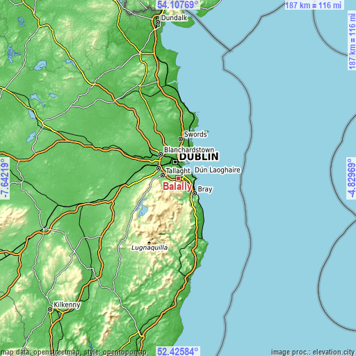Topographic map of Balally