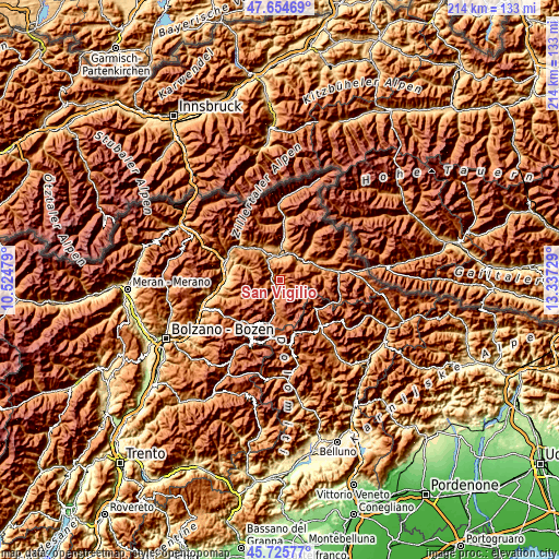 Topographic map of San Vigilio