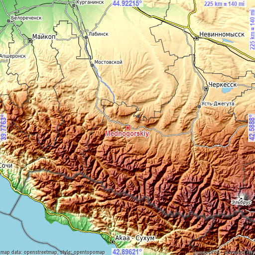 Topographic map of Mednogorskiy