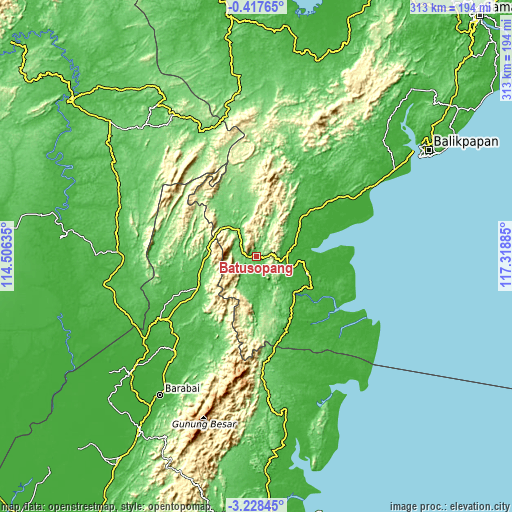 Topographic map of Batusopang