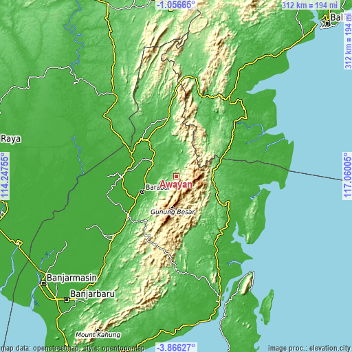 Topographic map of Awayan