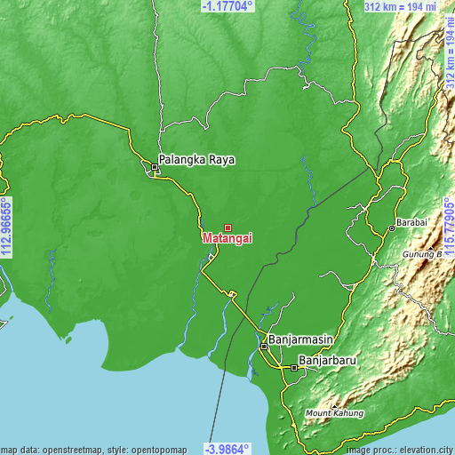 Topographic map of Matangai
