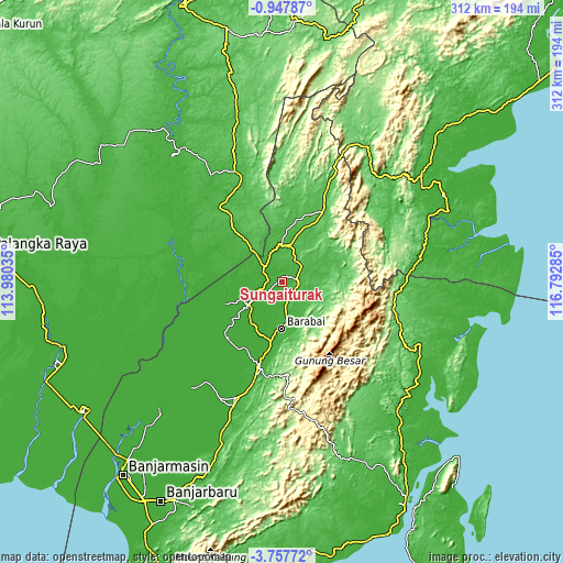 Topographic map of Sungaiturak