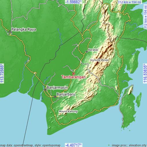 Topographic map of Tambarangan