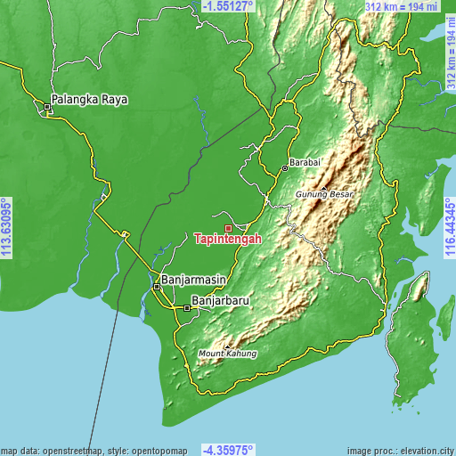 Topographic map of Tapintengah