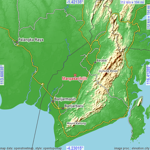 Topographic map of Margasarihilir