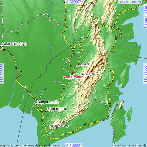 Topographic map of Angkimang